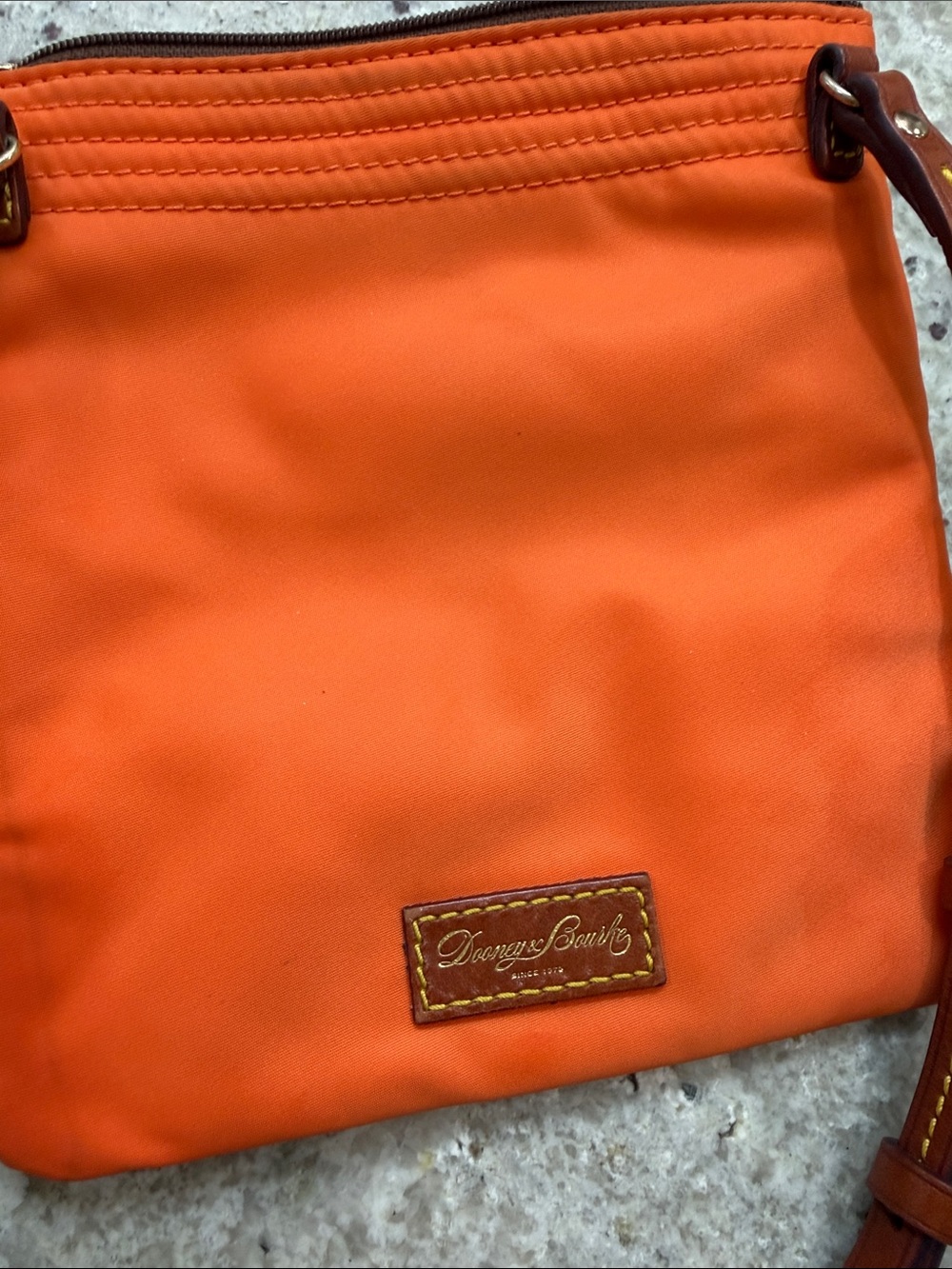 Dooney & Bourke Orange Nylon Triple Zip Crossbody Bag 7.5" x 8" Adjustable Strap - Picture 6 of 9